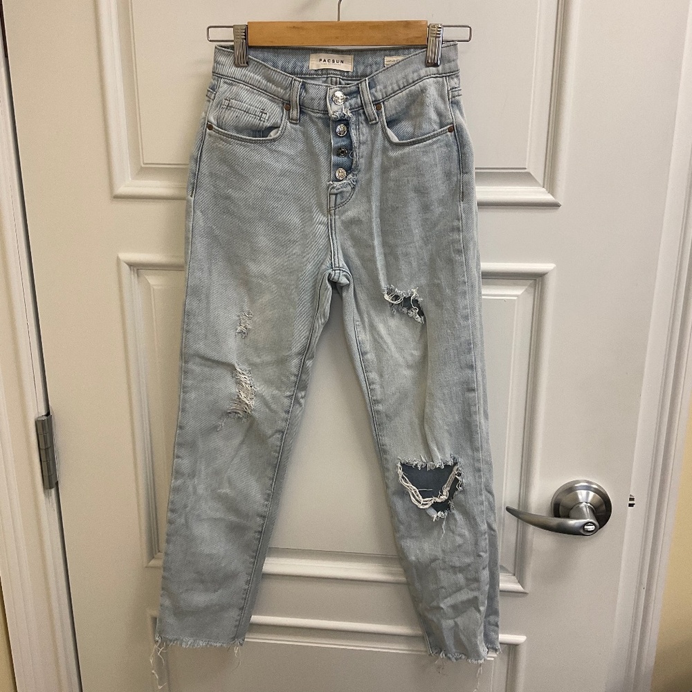 Pacsun Vintage Icon Distressed Faded Jeans Sz 24 Button Fly